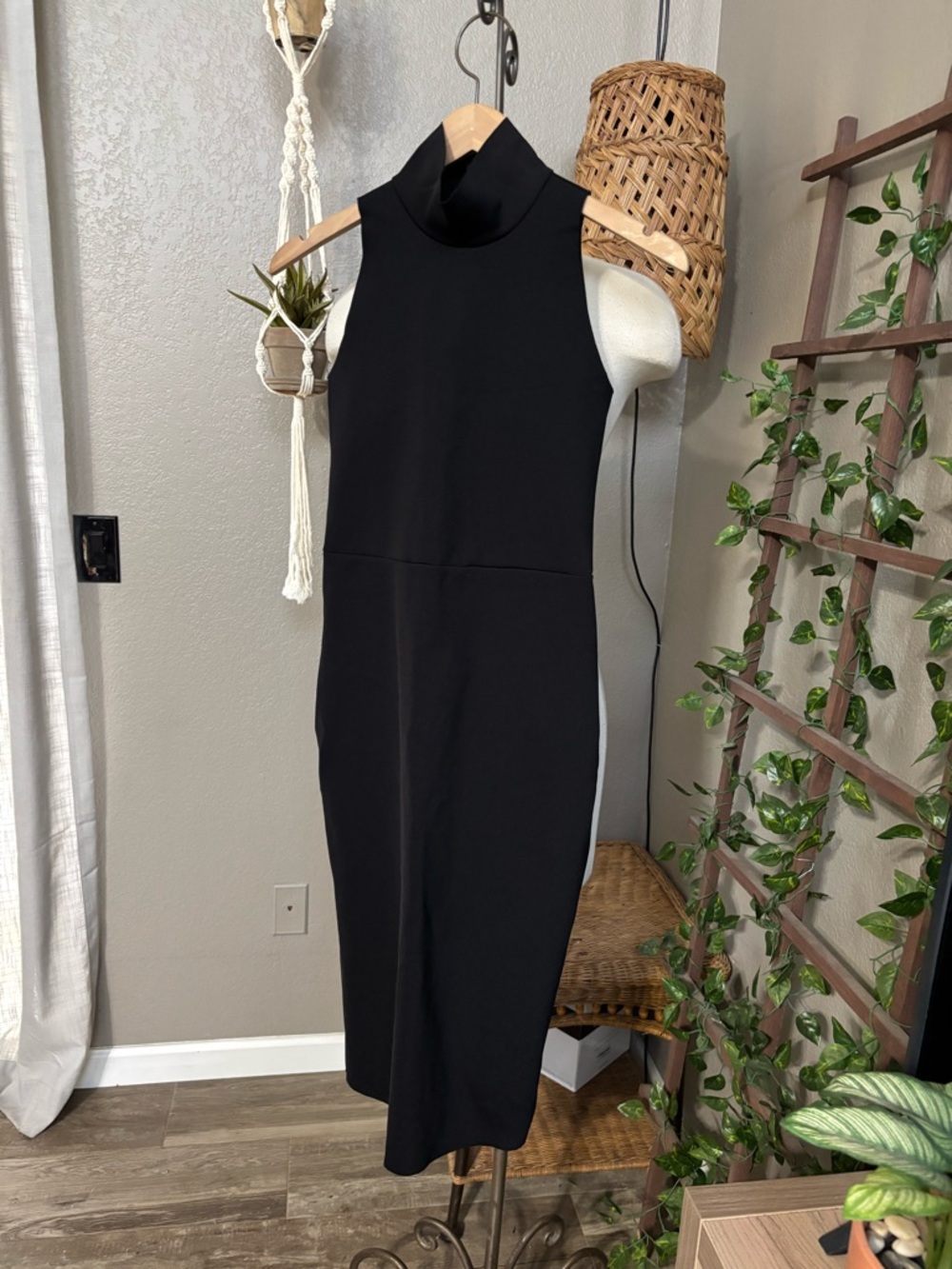 Commando Black Sleeveless Mock-Neck Midi Bodycon Dress - Picture 15 of 15